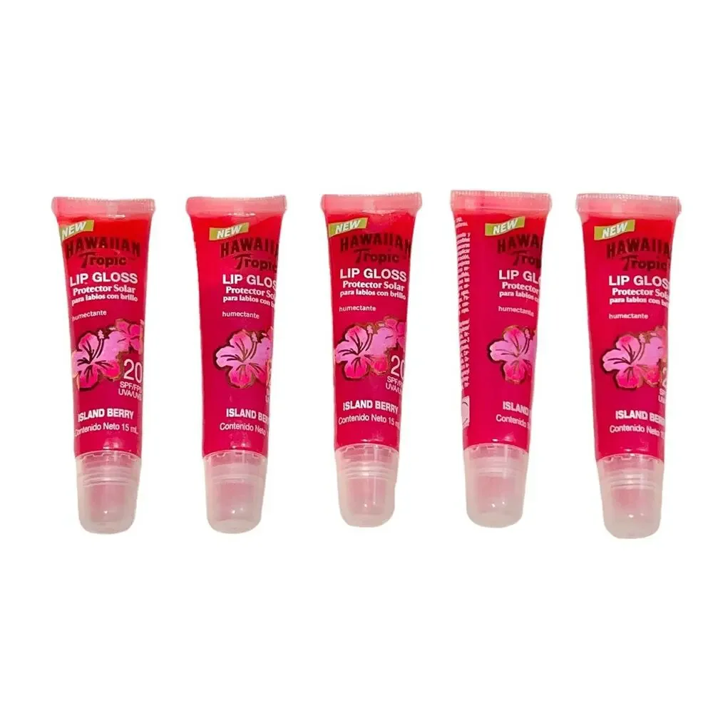 VTG Hawaiian Tropic Island Berry SPF 20 Sheer Pink Lip Gloss Bundle Lot of 5